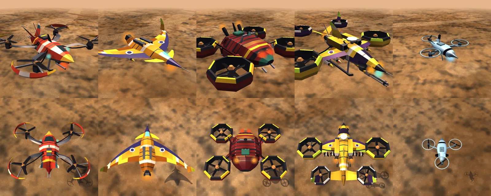The drone swarm's airframes lined up