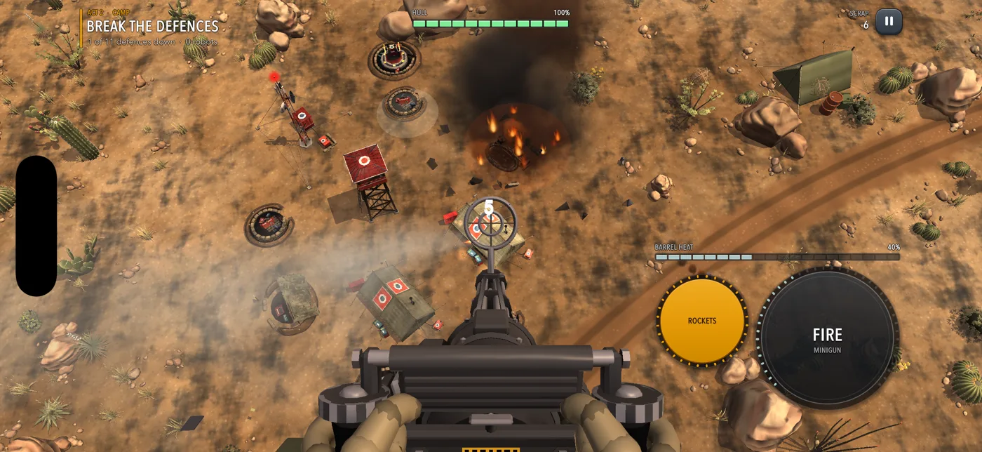 Door-gun view over the enemy camp